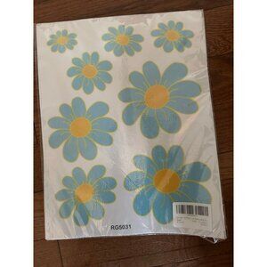 Blue and‎ yellow flower wall decals - 8 sheets - new